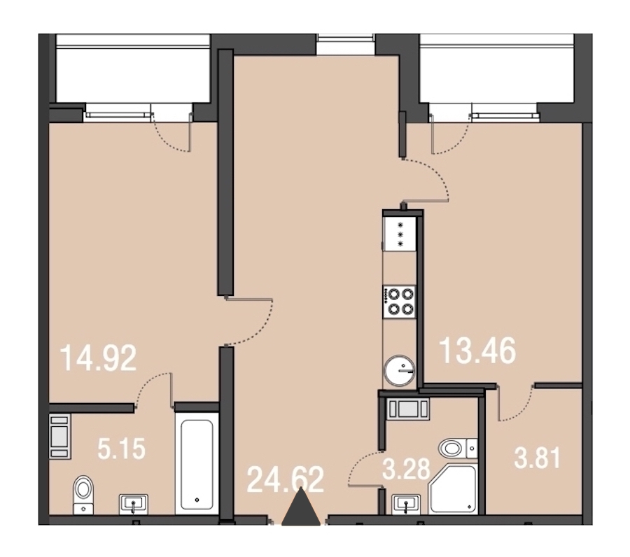 2-комнатная квартира 65.2 м², 3/5 эт., ЖК «Русские сезоны»